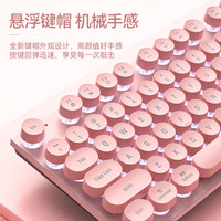 朔尊 电脑有线键盘游戏笔记本发光蓝粉色女生复古朋克办公机械手感折叠