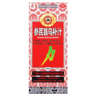 大力神  参芪首乌补汁   150ml/瓶/盒   补气养血，益肝肾。气血不足，肝肾亏损贫血，神经衰弱，产后血亏