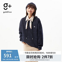 金利来 g+300G毛圈卫衣料户外图腾八角星纹宽松连帽卫衣 95-藏蓝 XL