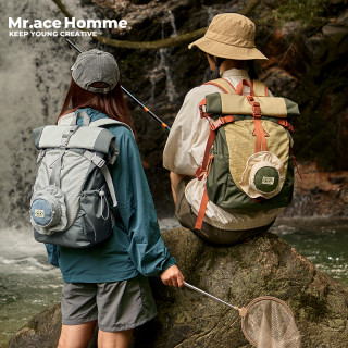 Mr.ace Homme mrace徒步双肩包女轻便防水大容量露营包旅行书包运动户外背包男