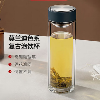 HEENOOR 希诺 双层玻璃杯  黑色 320ml 1只