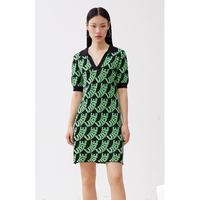 黑标系列 秋装提花polo领针织连衣裙