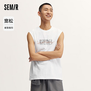 森马（Semir）背心男2024夏季时尚潮流撞色印花针织无袖上衣 漂白10007 180/96A/XL