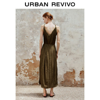 URBAN REVIVO 女士肌理感系带收腰扭结吊带连衣裙 UWH740084