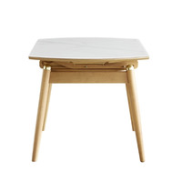 QuanU 全友 家居 餐桌原木风可圆可方功能桌餐厅钢化玻璃台面吃饭桌子670207B