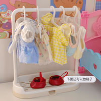 萌奇堡棉花娃娃的家具 棉花娃娃衣服收纳展示架20cm塑料6分12分bjd玩偶 10个小衣架+娃衣收纳(无衣服)