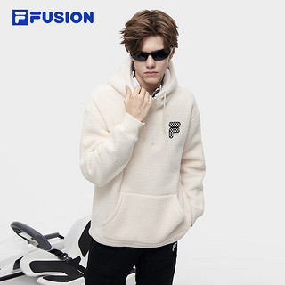 FILA FUSION 斐乐潮牌卫衣男2024仿羊羔绒保暖连帽女 麦乳色-BG 180/100A/XL