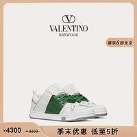 华伦天奴VALENTINO男士 OPEN SKATE小牛皮运动小白鞋 白色/绿色 41.5