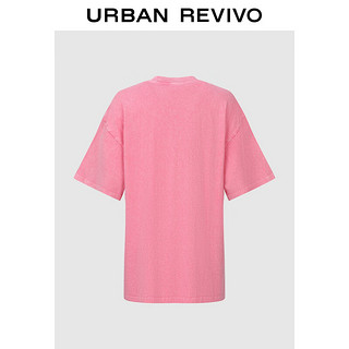 URBAN REVIVO 女士美式休闲撞色印花宽松短袖T恤 UWL440211 冷粉色 L