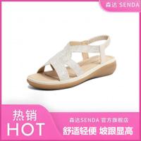 森达夏季复古凉鞋罗马凉鞋女时尚百搭