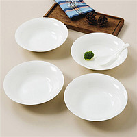 SKYTOP 斯凯绨 陶瓷盘子骨瓷餐具菜盘纯白7.5英寸韩式4件套装