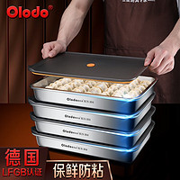 Olodo 欧乐多 lodo 欧乐多 德国饺子盒冰箱收纳盒304不锈钢冷冻饺子收纳盒水饺密封盒保鲜盒 饺子盒 1层