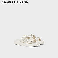 CHARLES&KEITH24夏季软底织厚底外穿拖鞋女CK1-70900517 粉白色Chalk 36