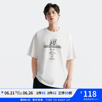 马克华菲【3D印花印花】24夏季款宽松圆领休闲五分袖男士短袖T恤 漂白 XL