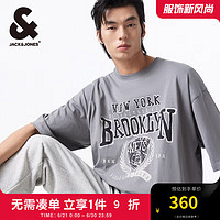 杰克·琼斯（JACK&JONES）秋季男士NBA联名布鲁克林队宽松休闲运动短袖T恤男224301001 知更鸟灰E40 常规 知更鸟灰E40 170/92A/S