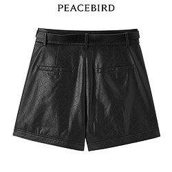 PEACEBIRD 太平鸟 奥莱休闲潮流PU爱心压印短裤