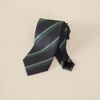 CULTUM全衬8CM肌理条纹领带男职业正装西服绅士商务领带 中灰/绿色细斜