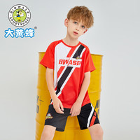 大黄蜂童装男童套装儿童T恤夏2024年季夏季薄款男孩中大童休闲两件套 映红色 140