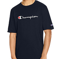 Champion 美版冠军男女情侣款刺绣草写字母圆领短袖T恤上衣修身