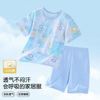 【夏季轻薄空调服】女童睡衣睡裤套装纯棉透气女宝宝短袖家居服