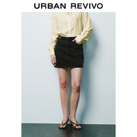 URBAN REVIVO 女装时髦复古水洗链条短款牛仔半裙 UWG840196 深灰 L