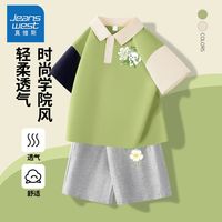 真维斯童装女童套装中大童外穿洋气2件套儿童上衣薄款短裤潮 Agf拼色2件套sd女童aw02 160