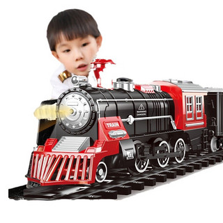 拥抱熊 火车玩具轨道高铁停车场模型 小号火车轨道+2节车厢