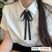 纪简韵领结女蝴蝶结复古黑色飘带衬衫领口装饰英伦学院风时尚百搭别针新 罗纹6号-复古徽章-黑色-别针2