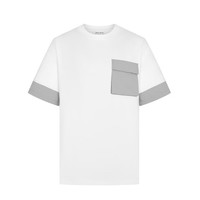 URBAN REVIVO 男士时尚拼接格子图案口袋短袖T恤 UML440122