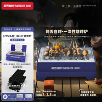阿丢自烤阿丢自烤户外烧烤炉一次性烧烤炉户外烧烤架便携露营碳烤炉 【CITY-BLUE】超大款
