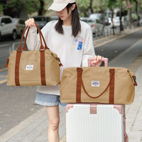 MOONMIX旅行包女士大容量短途旅游行李包袋干湿分离手提运动包收纳袋 卡其色大号(大容量+干湿分离)