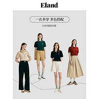 E·LAND 衣恋 Eland衣恋短袖T恤女海军风polo衫上衣2024夏季新款