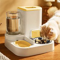 疯狂的主人 猫咪自动喂食器饮水机一体猫碗猫食盆狗吃饭喝水猫粮机 自动喂食器黄色