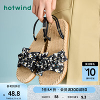 热风 hotwind夏季女士时尚凉鞋甜美碎花两穿平底凉鞋女百搭户 01黑色 37