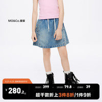 little MO&Co.little moco童装24夏装女童甜酷牛仔A字半身裙短裙KBD2SKTT05 牛仔蓝色 120/53