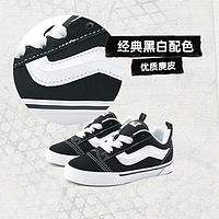 Vans范斯童鞋 Knu Skool Elastic Lace复古面包鞋小童板鞋 黑色 21.5码