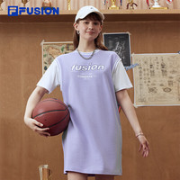 FILA FUSION斐乐潮牌女子针织连衣裙2024夏季拼色假两件裙子