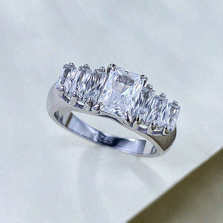 S925纯银5*7方刚高碳钻高级感婚礼时尚戒指女情人节小众个性简约