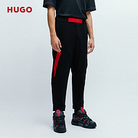 HUGO 男士2024春夏红色饰带宽松版型休闲卫裤