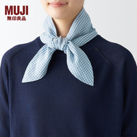 無印良品 MUJI（無印良品 ）源自天然的接触冷感 带口袋围巾  围脖女 服饰配件方巾 DDB60C4S 浅蓝色格纹 11*105cm
