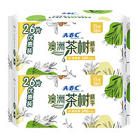 ABC 卫生巾日用240mm澳洲茶树精华纤薄棉柔姨妈巾整箱官方正品旗舰