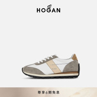 HOGAN女鞋2024H671系列时尚复古做旧舒适运动休闲鞋 白/深灰 34