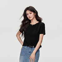 NINA RAISE 2024夏装纯色百搭针织圆领T恤休闲修身垂感短袖