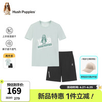 暇步士（Hush Puppies）童装男女童套装2024夏季吸湿透气速干运动活力套装 青黛绿 110cm