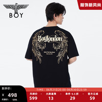 BOY LONDONBOYLONDON夏24新品男女同款短袖翅膀印花潮酷高街时尚T恤N01808 黑色