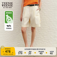 Teenie Weenie小熊女装2024夏装度假风休闲裤短裤宽松裤子白色 乳白色 165/M