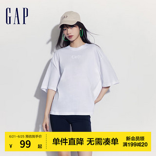 Gap 盖璞 女士拼接logo圆领短袖T恤 512840 白色 XS