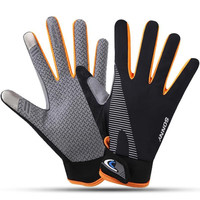奢娣魅俪 防晒骑行手套男女春夏季薄款冰丝透气健身户外运动登山露指钓鱼 长指黑橘色 M码