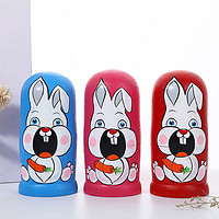 兴尹沐华 俄罗斯套娃玩具儿童小兔子套娃木质7层手工彩绘创意摆件生日礼物