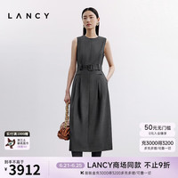 朗姿/LANCY2024秋绵羊毛无袖商务收腰西装连衣裙气质裙子女 深灰色 S